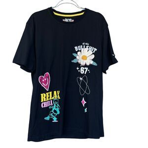 BKYS Don't Panic Shirt Mens Extra Large XL Streetwear Organic Embroidered Black